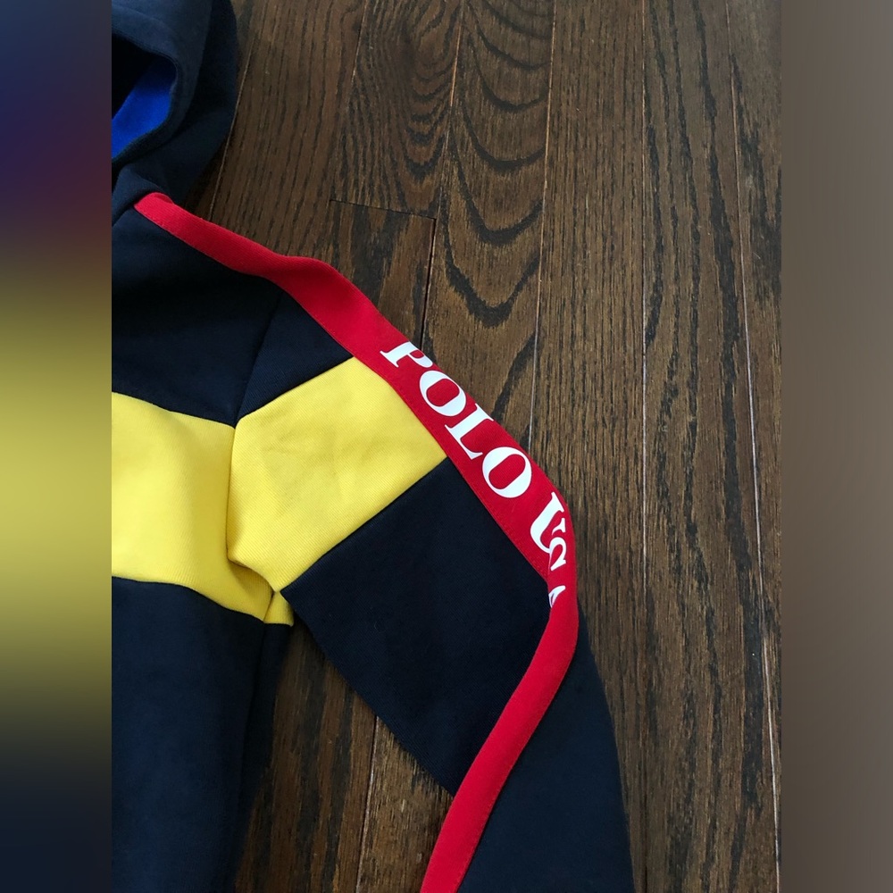 Polo Ralph Lauren Boys 6 RARE Vintage Colorblock Hooded Sweatshirt w/RLPC Crest - Picture 6 of 12